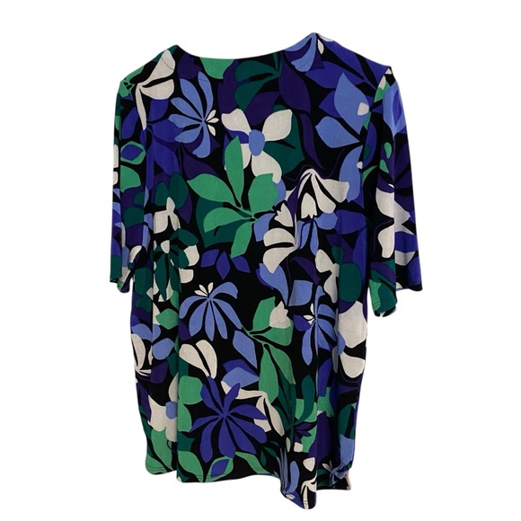 Chico’s Travelers coastline floral V-Neck stretch Top purple nightshade size L - Picture 11 of 16